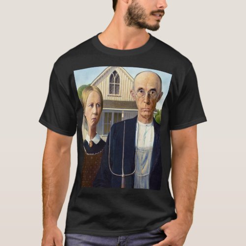 American Gothic Classic Painting Grant Wood T_Shirt