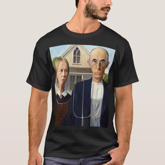American Gothic Classic Painting Grant Wood T-Shirt (Front)