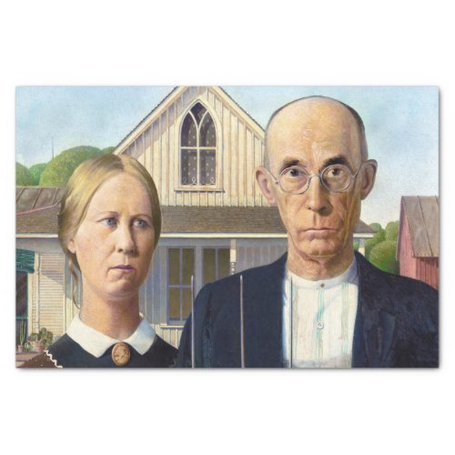 American Gothic Classic Painting Grant Wood Tissue Paper
