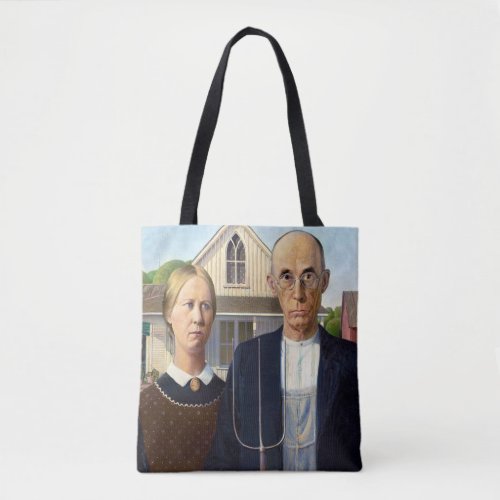American Gothic Classic Painting Grant Wood Tote Bag