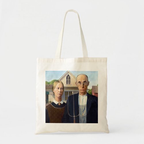 American Gothic Classic Painting Grant Wood Tote Bag