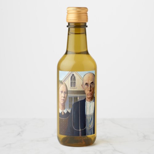 American Gothic Classic Painting Grant Wood Wine Label