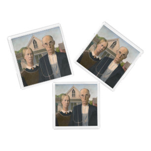 American Gothic: Country Life Poor Rural Farmer Acrylic Tray