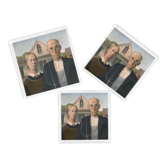 American Gothic: Country Life Poor Rural Farmer Acrylic Tray (Set)