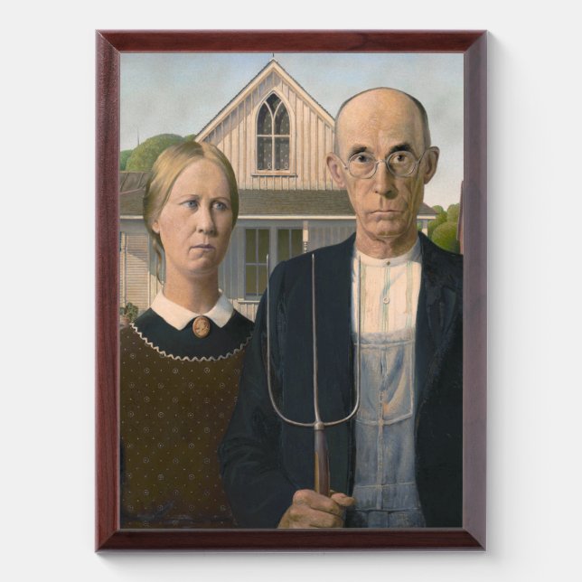 American Gothic: Country Life Poor Rural Farmer Award Plaque (Vertical)