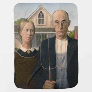 American Gothic: Country Life Poor Rural Farmer Baby Blanket