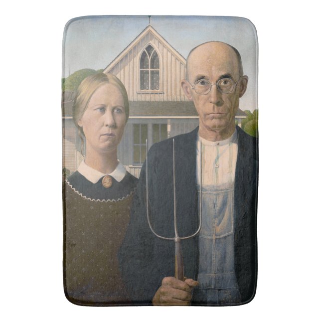 American Gothic: Country Life Poor Rural Farmer Bath Mat (Front Vertical)