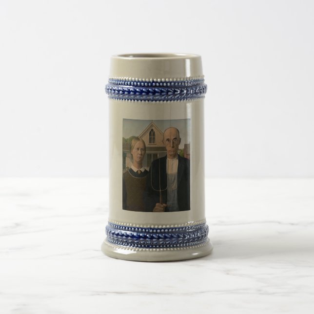 American Gothic: Country Life Poor Rural Farmer Beer Stein (Center)