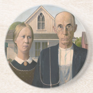 American Gothic: Country Life Poor Rural Farmer Coaster