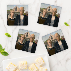 American Gothic: Country Life Poor Rural Farmer Coaster Set