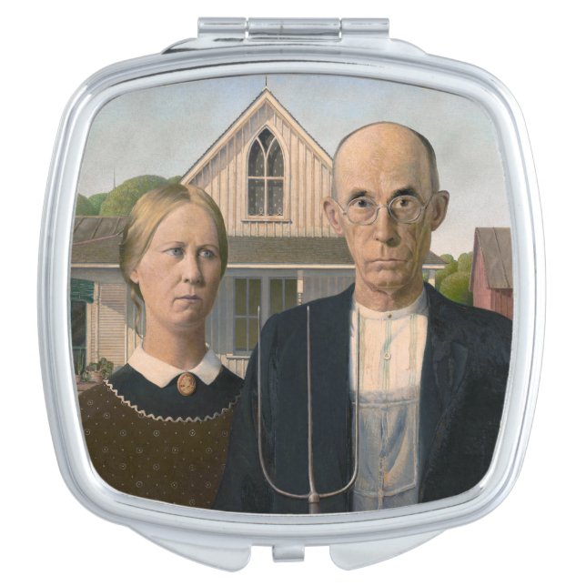 American Gothic: Country Life Poor Rural Farmer Compact Mirror (Front)