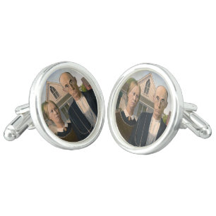 American Gothic: Country Life Poor Rural Farmer Cufflinks