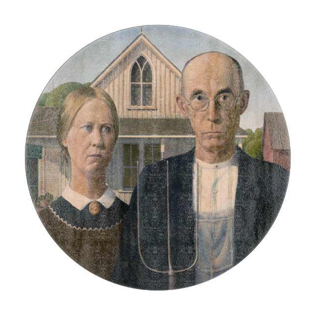 American Gothic: Country Life Poor Rural Farmer Cutting Board (Front)