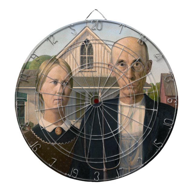 American Gothic: Country Life Poor Rural Farmer Dart Board (Front)