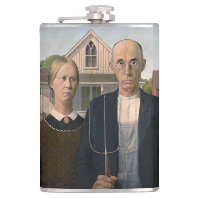 American Gothic: Country Life Poor Rural Farmer Flask (Front)