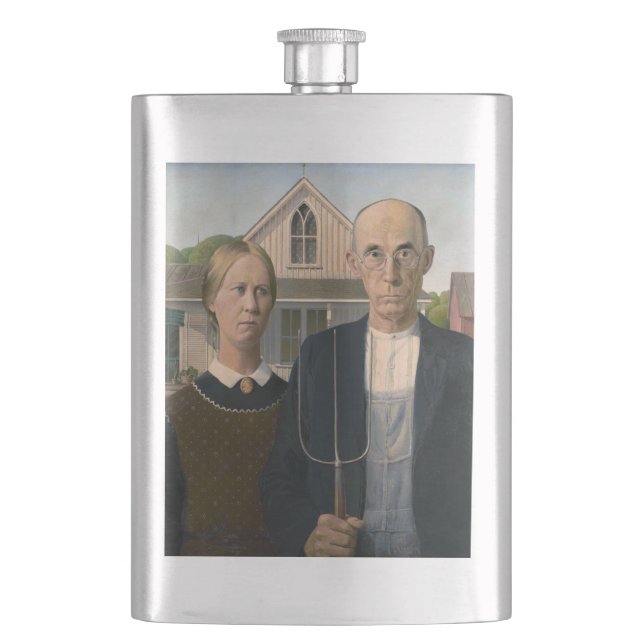 American Gothic: Country Life Poor Rural Farmer Flask (Front)