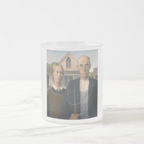 American Gothic Country Life Poor Rural Farmer Frosted Glass Coffee Mug