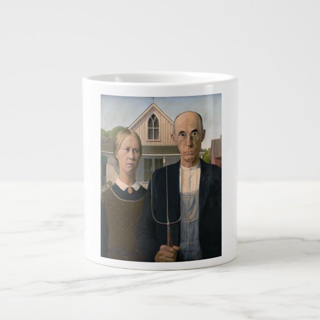 American Gothic: Country Life Poor Rural Farmer Giant Coffee Mug (Front)