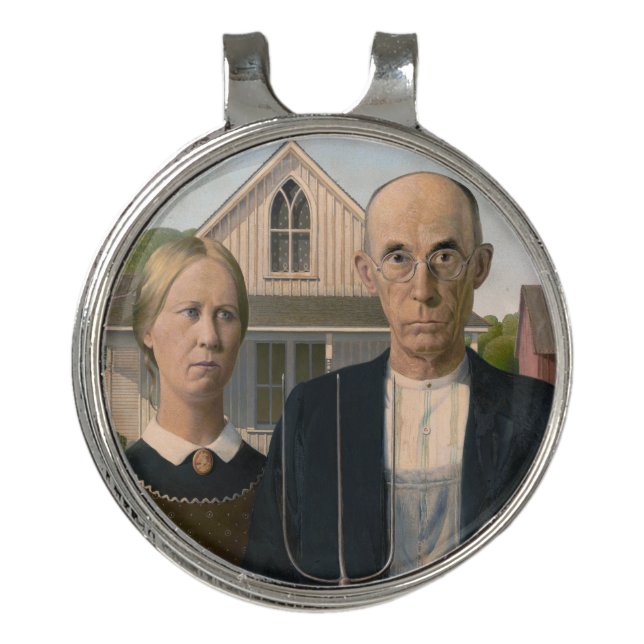 American Gothic: Country Life Poor Rural Farmer Golf Hat Clip (Front)