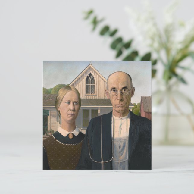 American Gothic: Country Life Poor Rural Farmer Holiday Card (Standing Front)