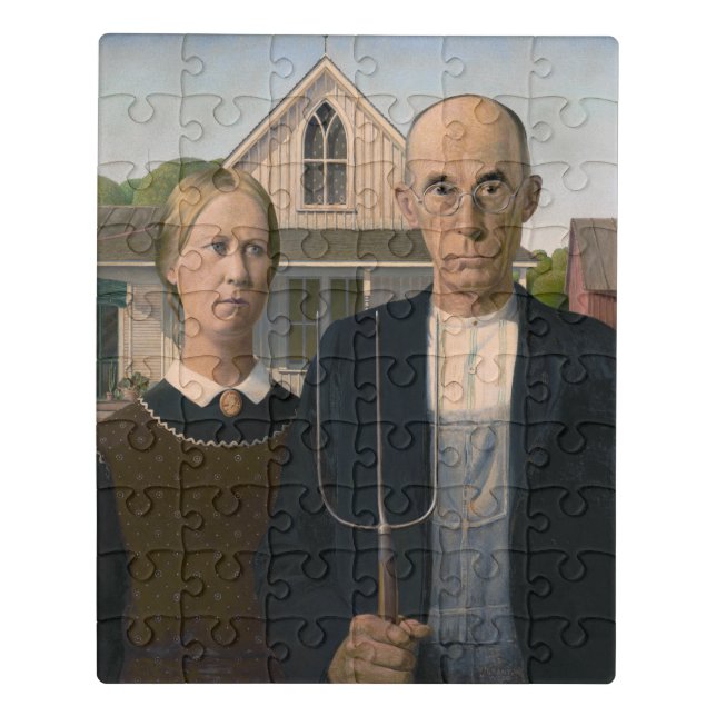 American Gothic: Country Life Poor Rural Farmer Jigsaw Puzzle (Puzzle Vertical)