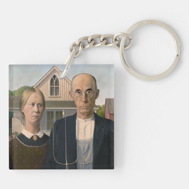 American Gothic: Country Life Poor Rural Farmer Keychain (Back)