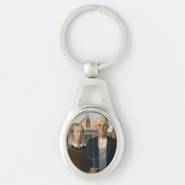 American Gothic: Country Life Poor Rural Farmer Keychain (Front)