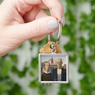 American Gothic: Country Life Poor Rural Farmer Keychain