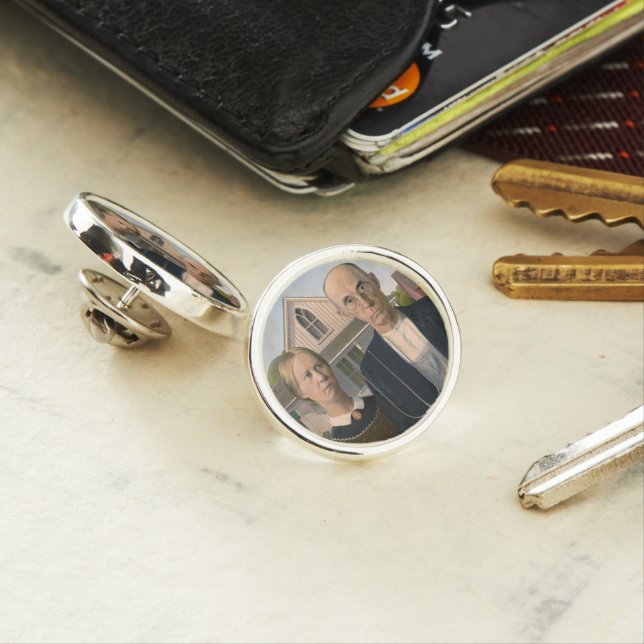 American Gothic: Country Life Poor Rural Farmer Lapel Pin (In Situ)