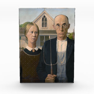 American Gothic: Country Life Poor Rural Farmer Photo Block