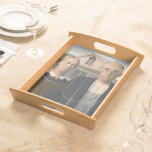 American Gothic: Country Life Poor Rural Farmer Serving Tray