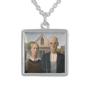 American Gothic: Country Life Poor Rural Farmer Sterling Silver Necklace