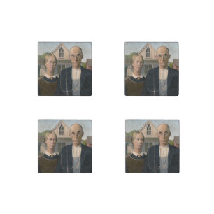 American Gothic: Country Life Poor Rural Farmer Stone Magnet