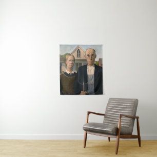 American Gothic: Country Life Poor Rural Farmer Tapestry