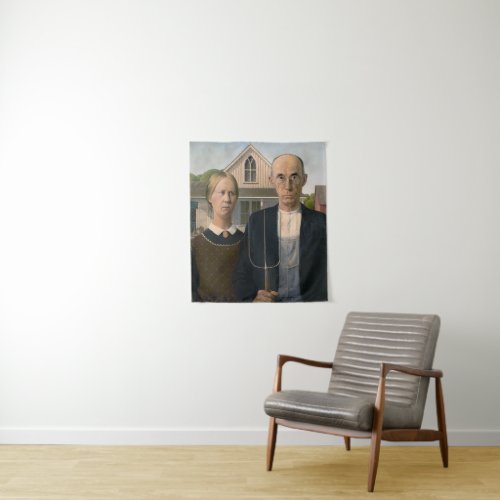 American Gothic Country Life Poor Rural Farmer Tapestry