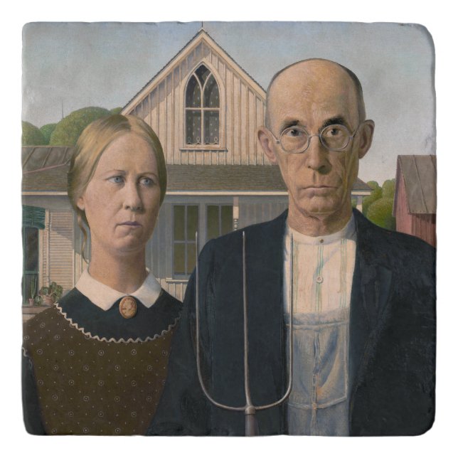 American Gothic: Country Life Poor Rural Farmer Trivet (Front)