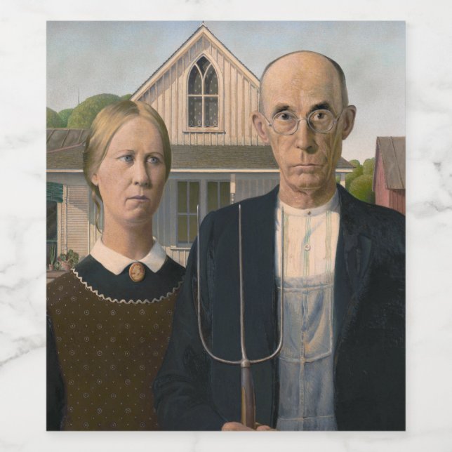 American Gothic: Country Life Poor Rural Farmer Wine Label (Single Label)