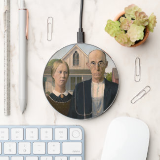 American Gothic: Country Life Poor Rural Farmer Wireless Charger