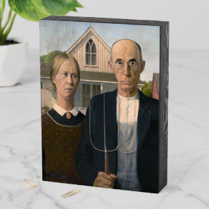 American Gothic: Country Life Poor Rural Farmer Wooden Box Sign