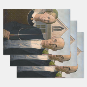 American Gothic: Country Life Poor Rural Farmer Wrapping Paper Sheets