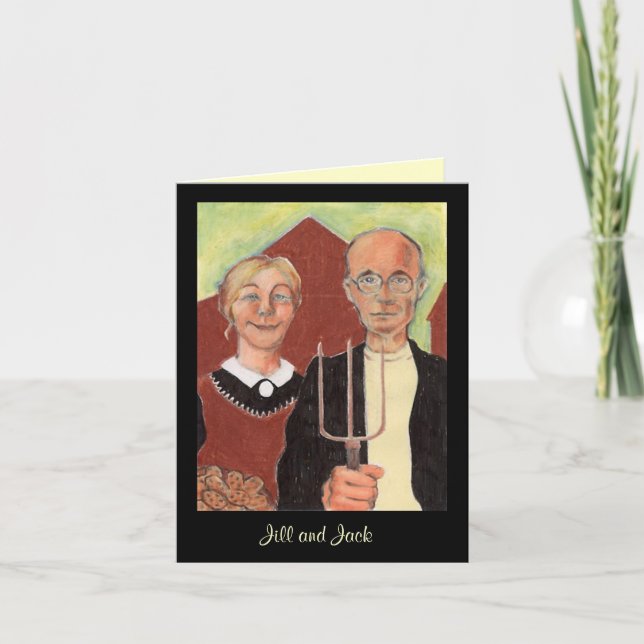 American Gothic couple Valentine Card Personalize (Front)