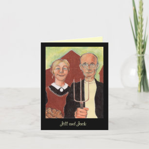 American Gothic couple Valentine Card Personalize
