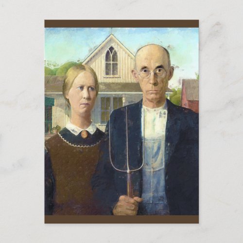 American Gothic Fine Art Oil Painting Postcard