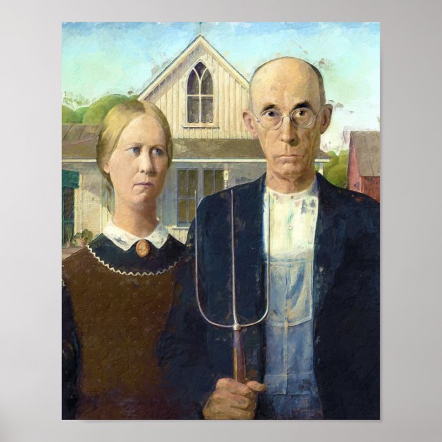 American Gothic Fine Art Oil Painting Poster (Front)