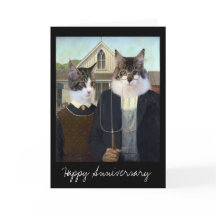 American Gothic funny Cat anniversary