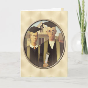 American Gothic Graduation Cameo on Gold Sheen Card