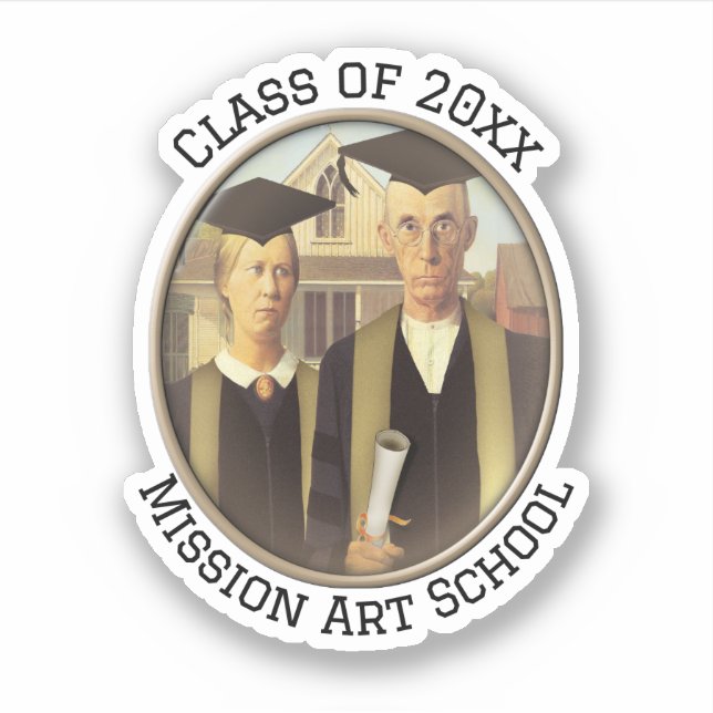American Gothic Graduation Cameo  Sticker (Front)