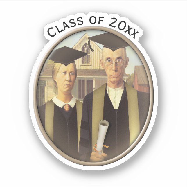 American Gothic Graduation Cameo  Sticker (Front)