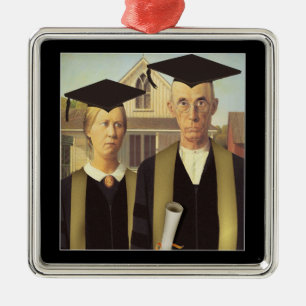 American Gothic Graduation Grad Cap Metal Ornament