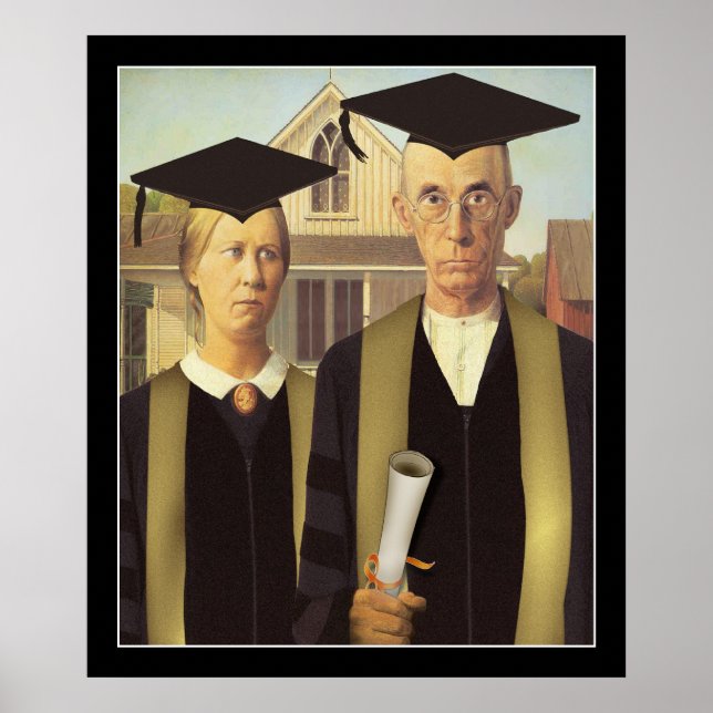American Gothic Graduation Grad Cap Poster (Front)